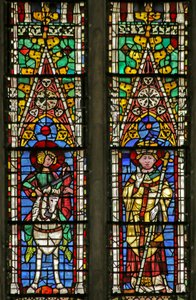 Window Depicting Saint Martin Dividing His Cloak and as a Bishop by French School